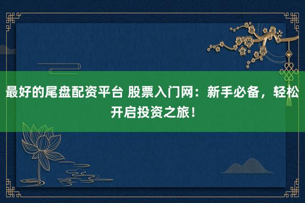 最好的尾盘配资平台 股票入门网：新手必备，轻松开启投资之旅！