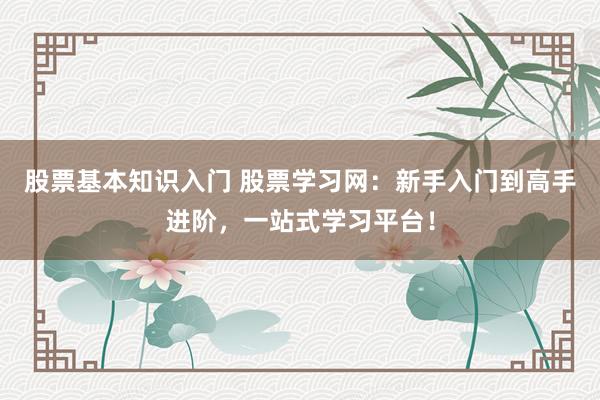 股票基本知识入门 股票学习网：新手入门到高手进阶，一站式学习平台！